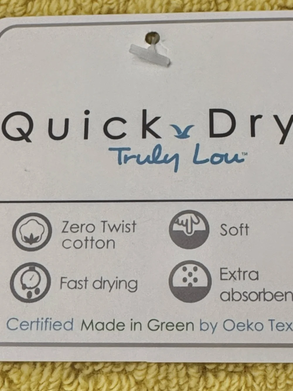 10pc TRULY LOU 100% Cotton Quick Dry Bath Towel Set - Misted Yellow